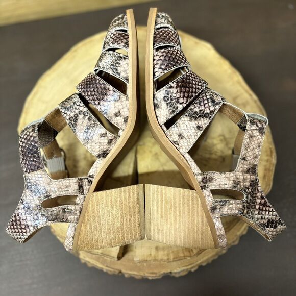 Jeffrey Campbell Angora Sandals Women 9.5 Snakeskin Leather Heeled Strappy Mules - Picture 7 of 12